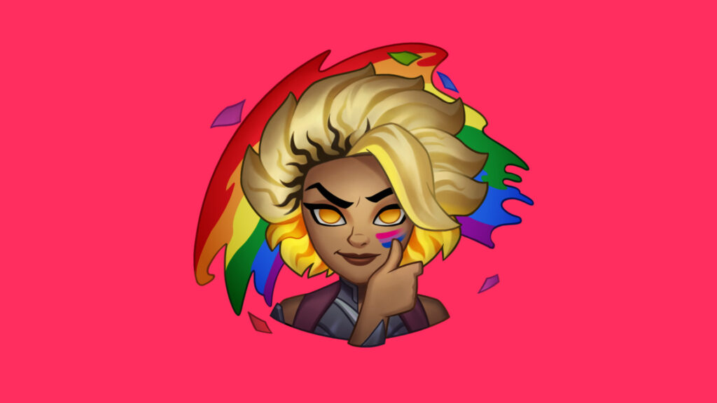 The Rell Rainbow Warpaint emote in League of Legends 