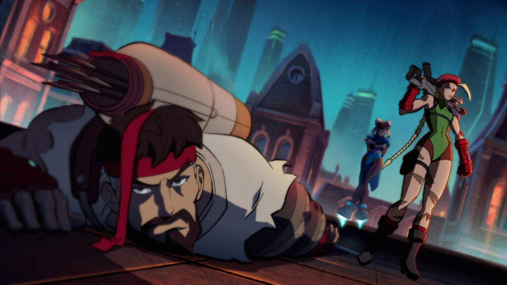 Hanzo, Juno, and Widowmaker as Ryu, Chun-Li, and Cammy