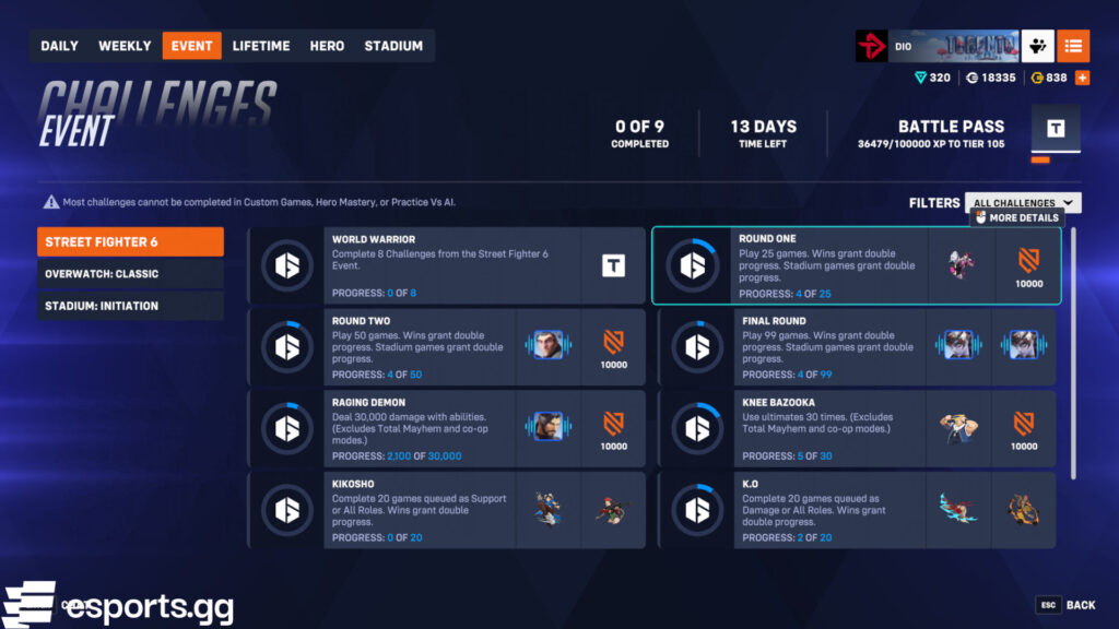 Overwatch 2 Street Fighter 6 challenges