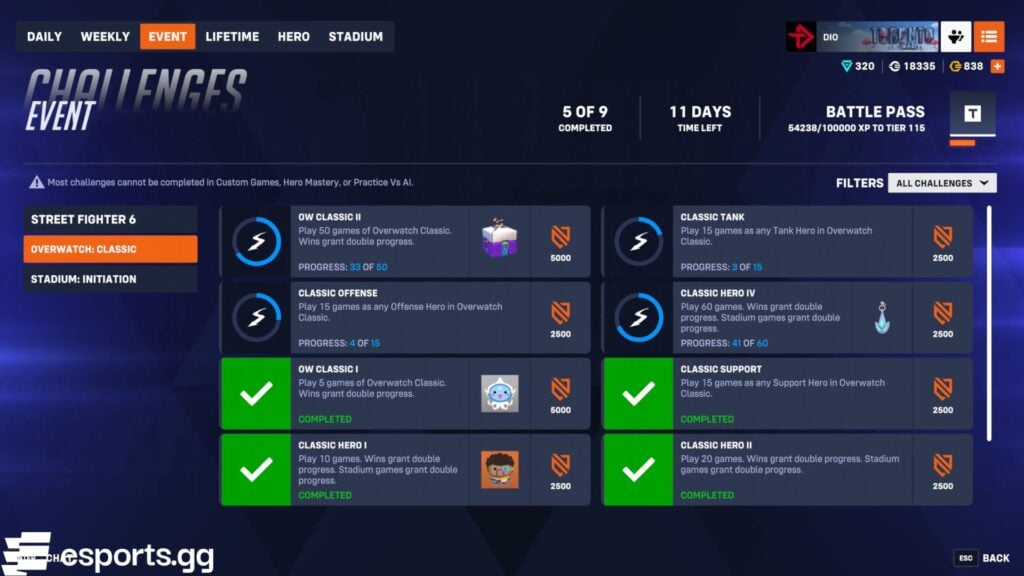 Overwatch Classic October 2020 challenges and rewards