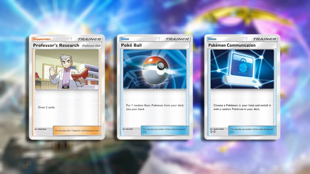 Professor's Research, Poké Ball, and Pokémon Communication in Pokémon TCG Pocket
