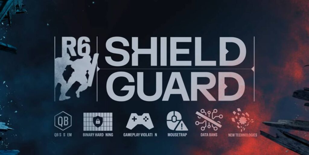 It’s the official poster of the anti-cheat system in the shooting game Rainbow Six Siege X: R6 ShieldGuard. The image lists its technical advantages.