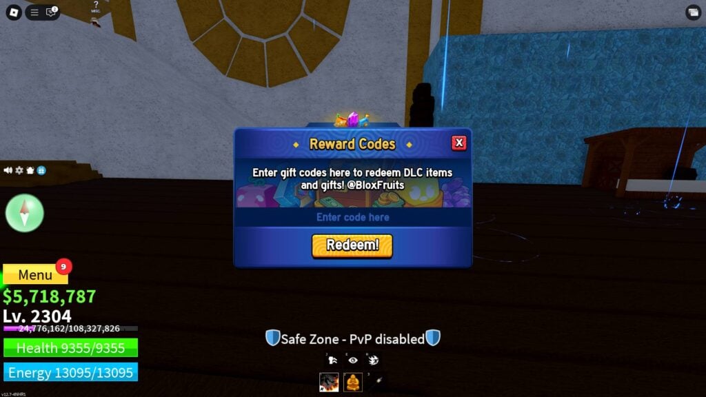 Redeeming Blox Fruits codes