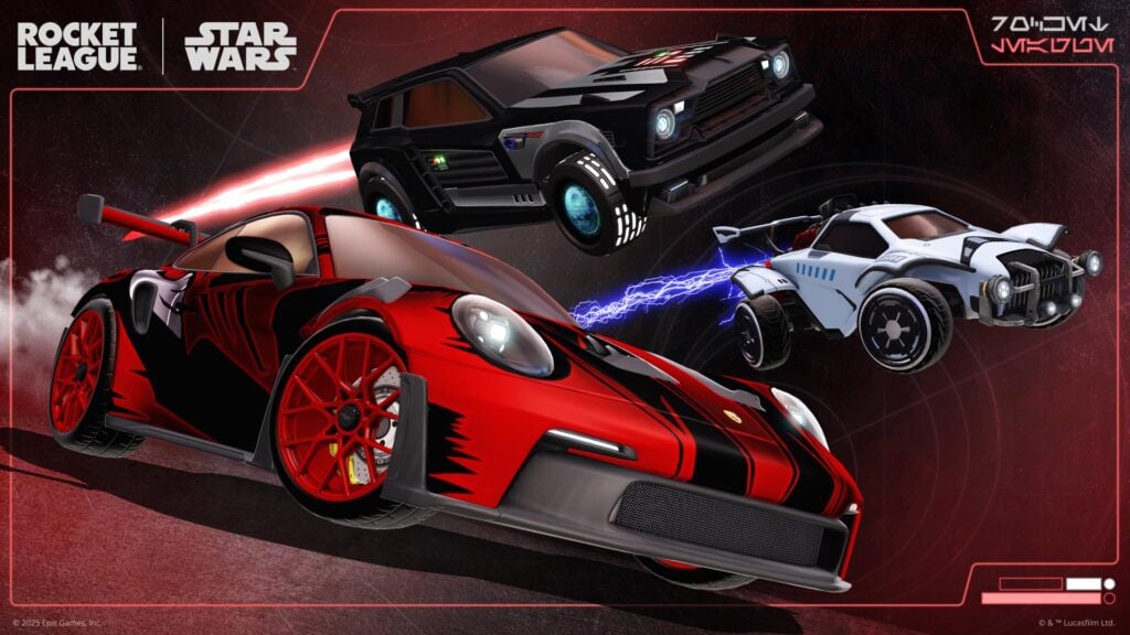 It's the official poster of the Rocket League Star Wars 2025 event - if features three game cars with special decals.