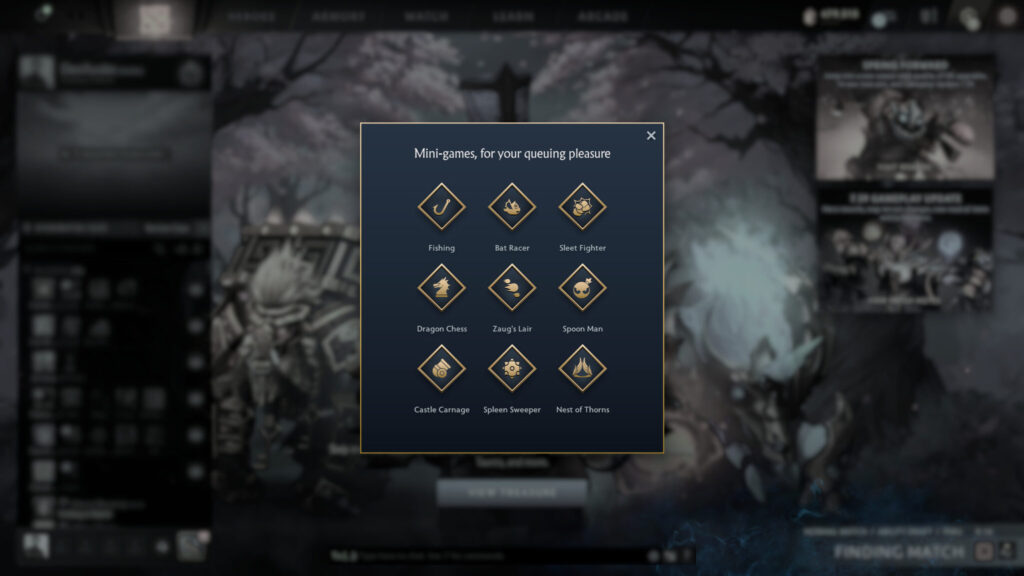 All 9 minigames you can play while searching for an Ability Draft game after the Dota 2 7.39 patch