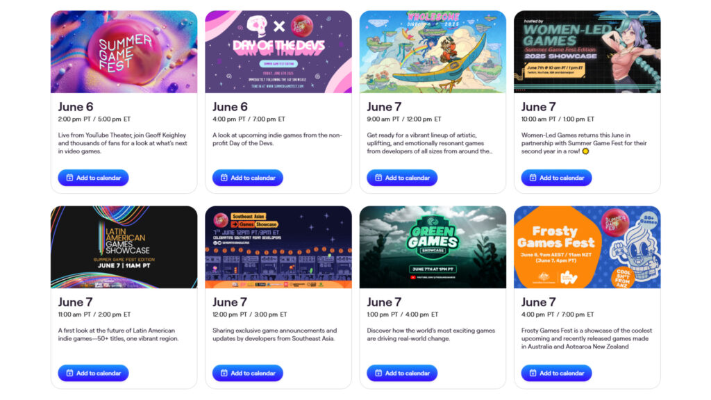 Summer Game Fest 2025 schedule