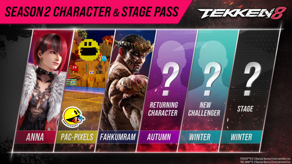 The image reveals DLC characters and stages in TEKKEN 8 Season 2.