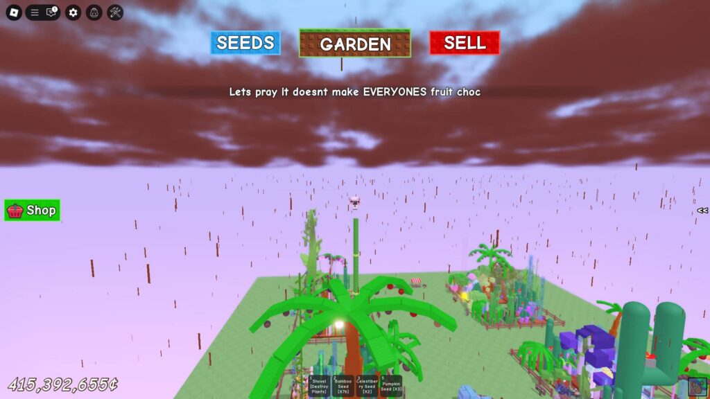 Grow a Garden admin triggers the Chocolate Rain in Grow a Garden