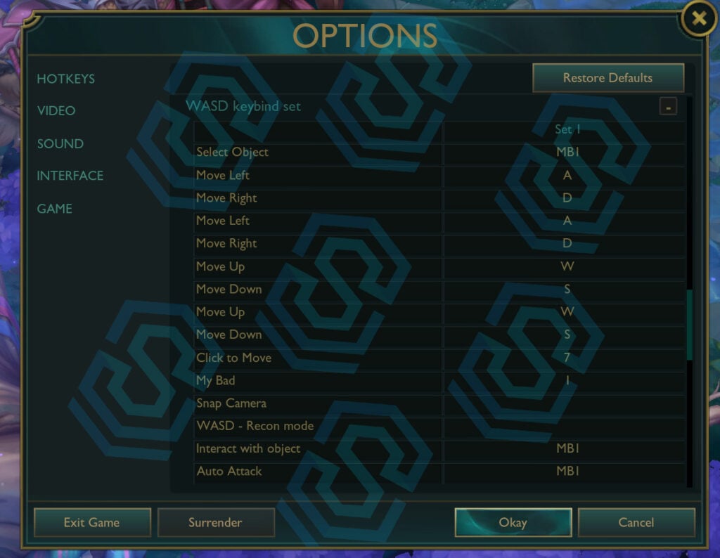 WASD keybind set in League of Legends (Image via SkinSpotlights)