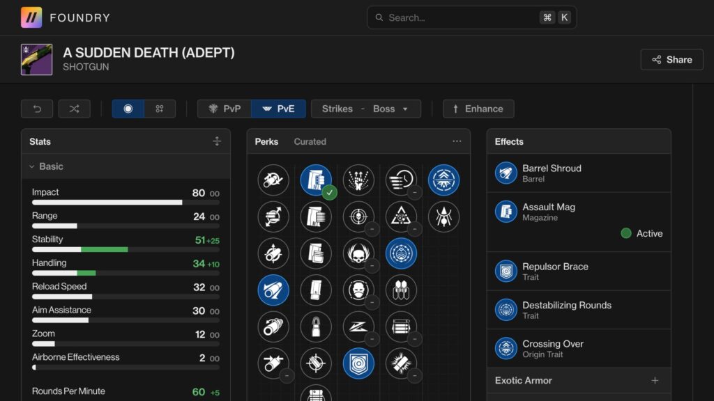 a sudden death god roll (pve)