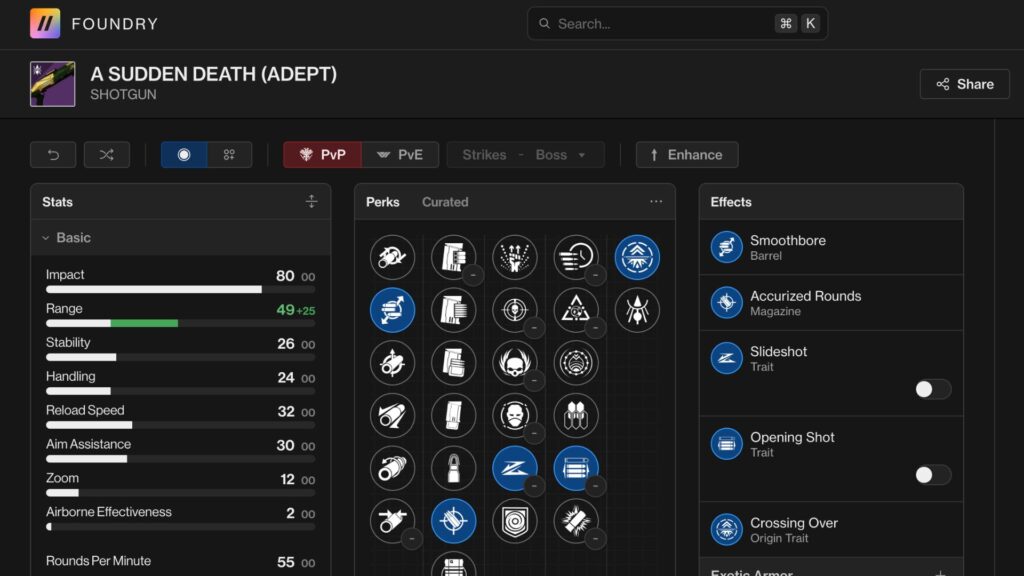 a sudden death god roll (PvP)