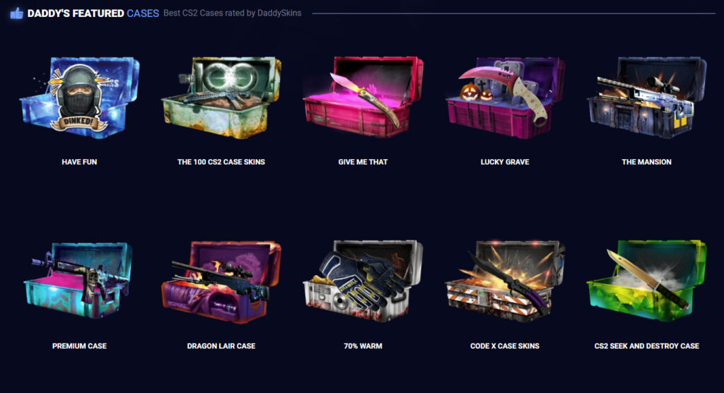 A selection of cases on case opening site DaddySkins.