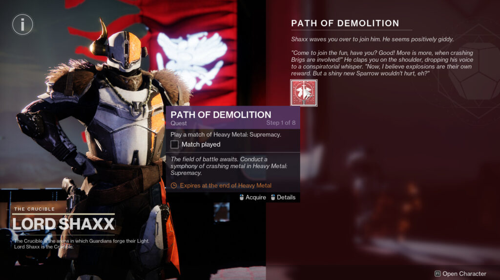 Lord Shaxx in Destiny 2's Tower with a quest.