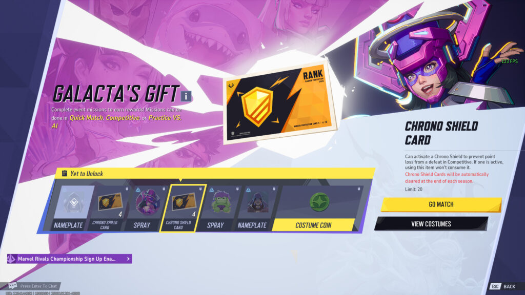 Chrono Shield Card in Marvel Rivals (Screenshot via esports.gg)