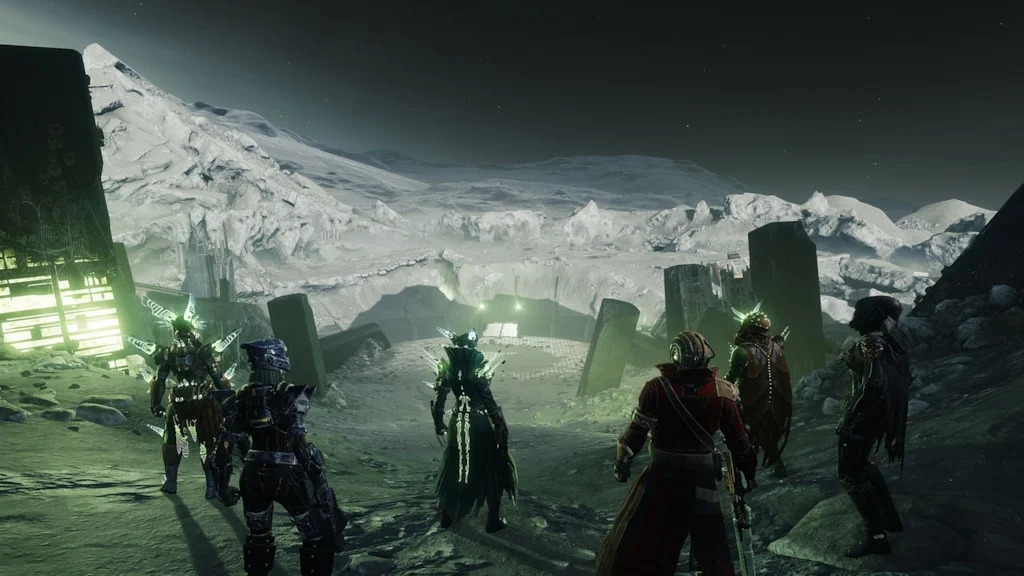 Guardians prepare to enter the caverns beneath the Moon in Destiny 2.