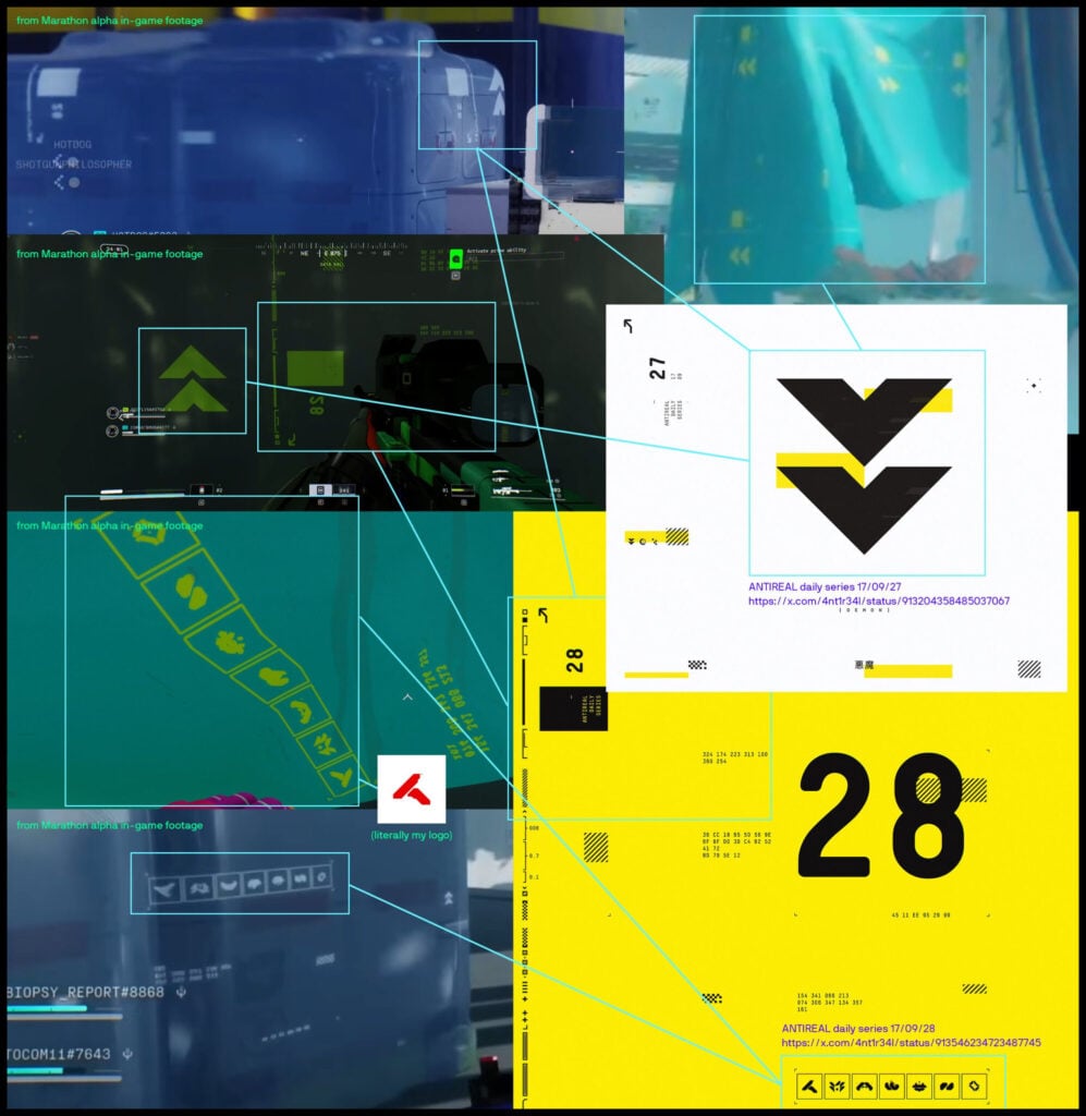Examples of plagiarized art from Marathon's alpha and a project by 4nt1r34l. 