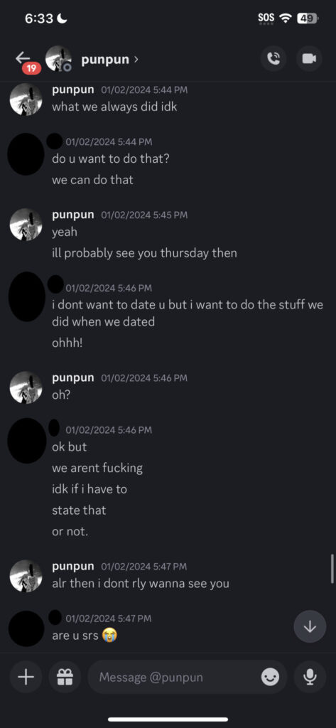 Screenshot of their conversaion leading up to the events outlined in the first document