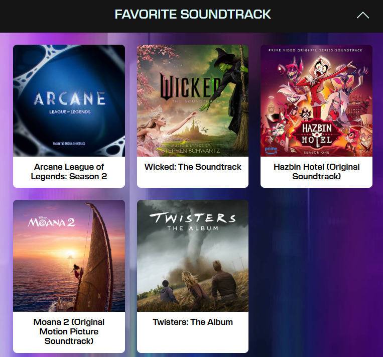 All nominees for Favorite Soundtrack at the AMAs 2025