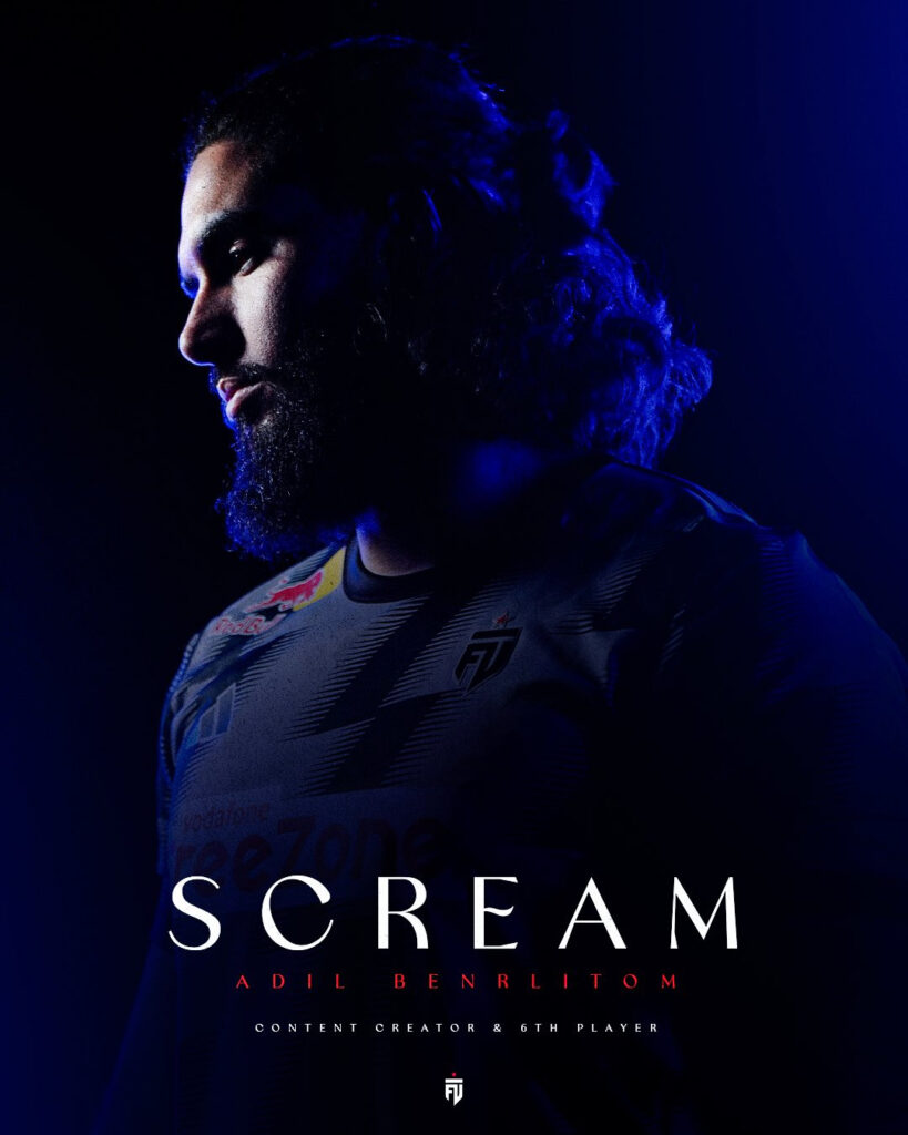 ScreaM on a poster-like graphic via FUT Esports announcing their entrace into CS2.