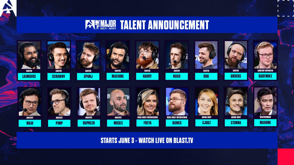 The full talent list for the BLAST Austin Major.