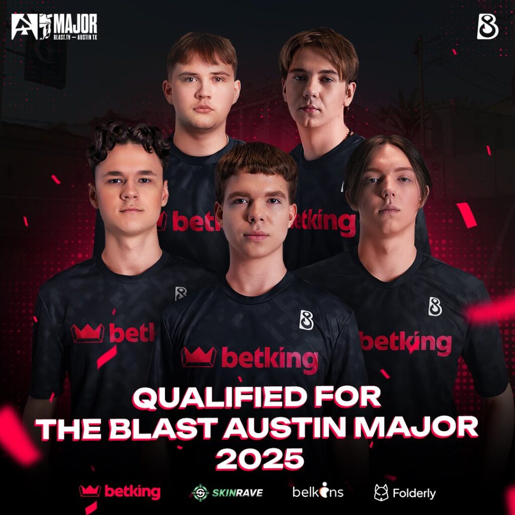 It’s a photo of the Counter-Strike 2 (CS2) esports team B8 before the tournament BLAST.tv Austin Major 2025.