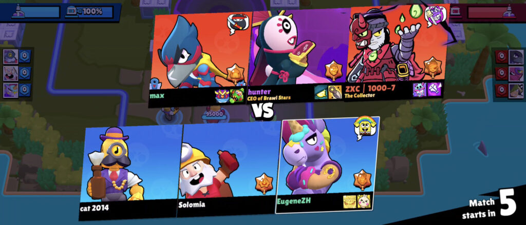 A pre-match screen in the MOBA mode Brawl Arena: the mobile game Brawl Stars