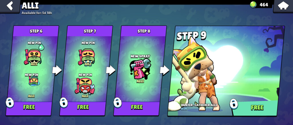 The screenshot features the brawler Alli in the Brawl Stars game shop - items in the bundle.