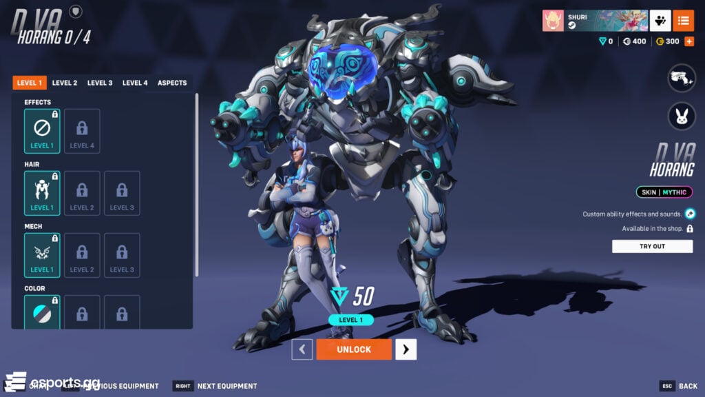 D.Va mythic skin level one