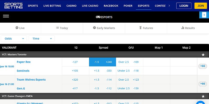 Sportsbetting.ag Sports US - Valorant