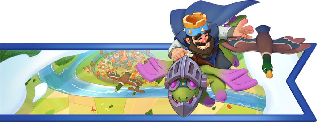 It’s a banner of the milestone event 2 during the How to Evolve Your Dragon season in the mobile game Clash Royale. It features a game character king riding an evolved Inferno Dragon.