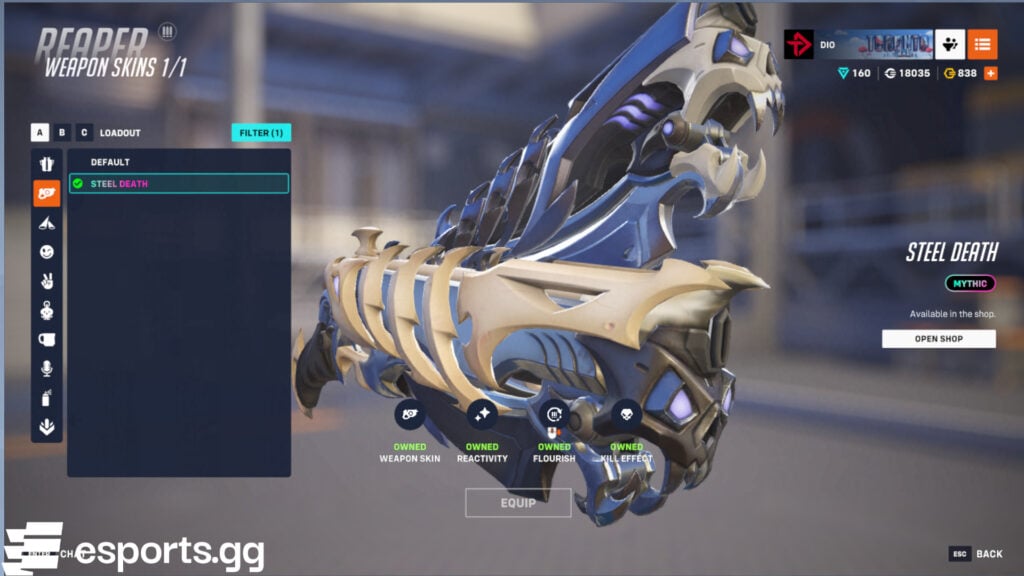 Reaper’s Mythic Steel Death Weapon Skin