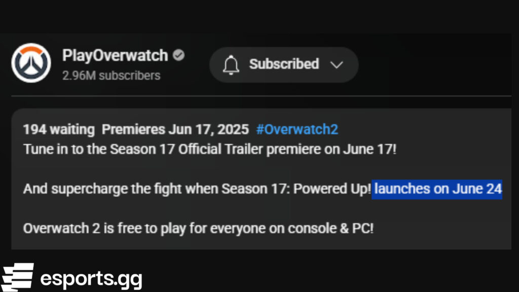 Overwatch 2 Season 17 release date
