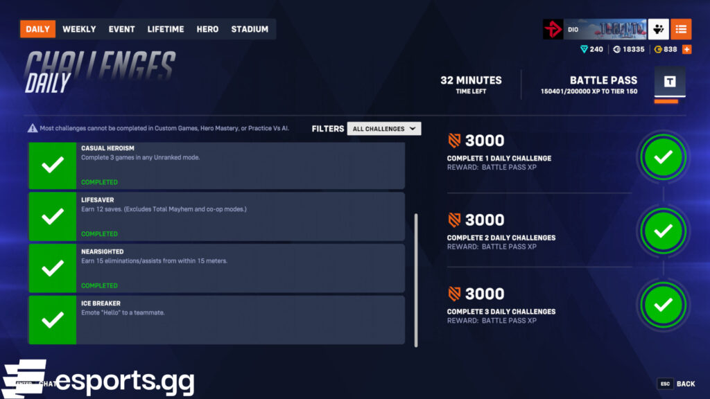 Overwatch 2 daily challenges 