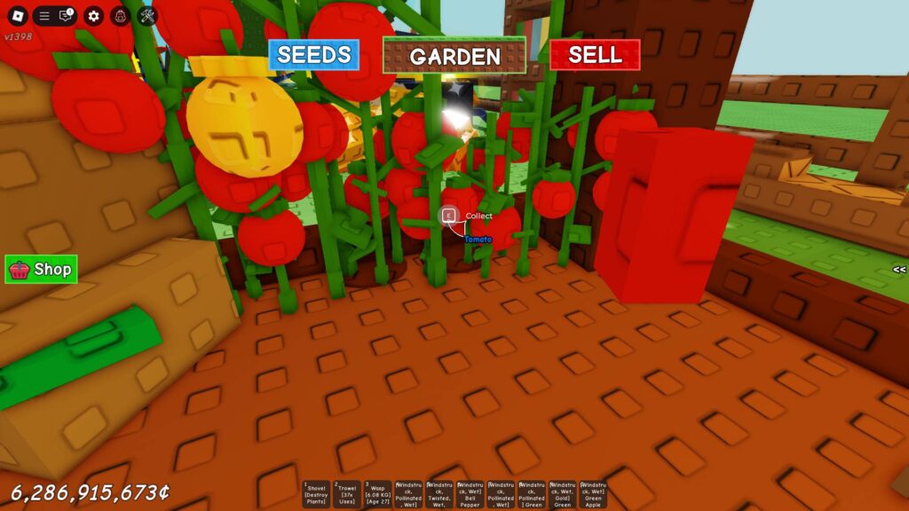 Planting tomatoes in Grow a Garden