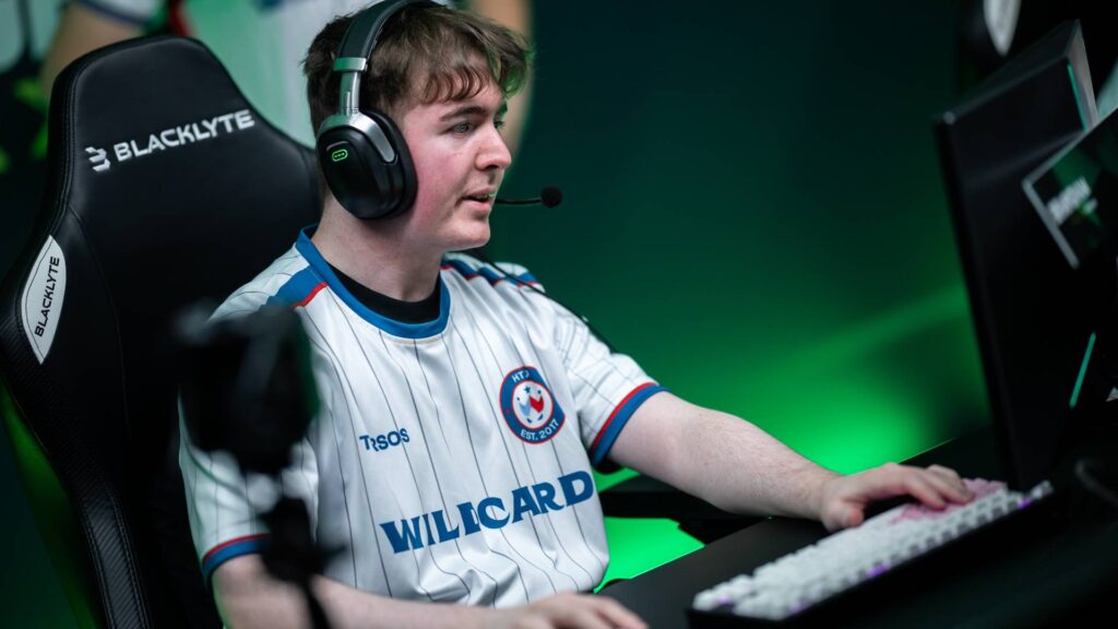 It's a photo of the Rocket League an esports player from the team Wildcard at the RLCS 2025 Birmingham Major: during a match.