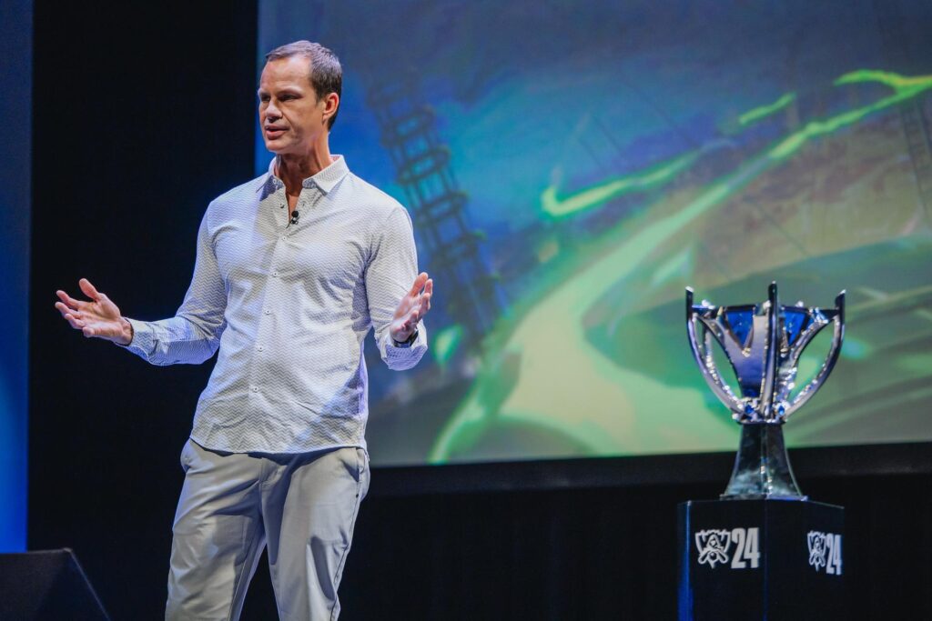 John Needham at the LoL World Championship 2024 media day (Photo via Colin Young-Wolff | Riot Games)