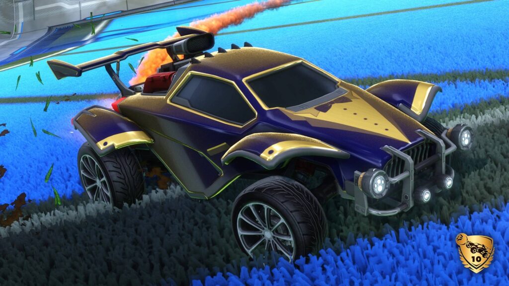 The image shows one of the login rewards in Season 19 of Rocket League: Anniversary Formal Octane Decal.