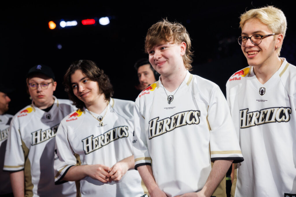It’s a photo of Team Heretics at the esports tournament VALORANT Champions 2024.