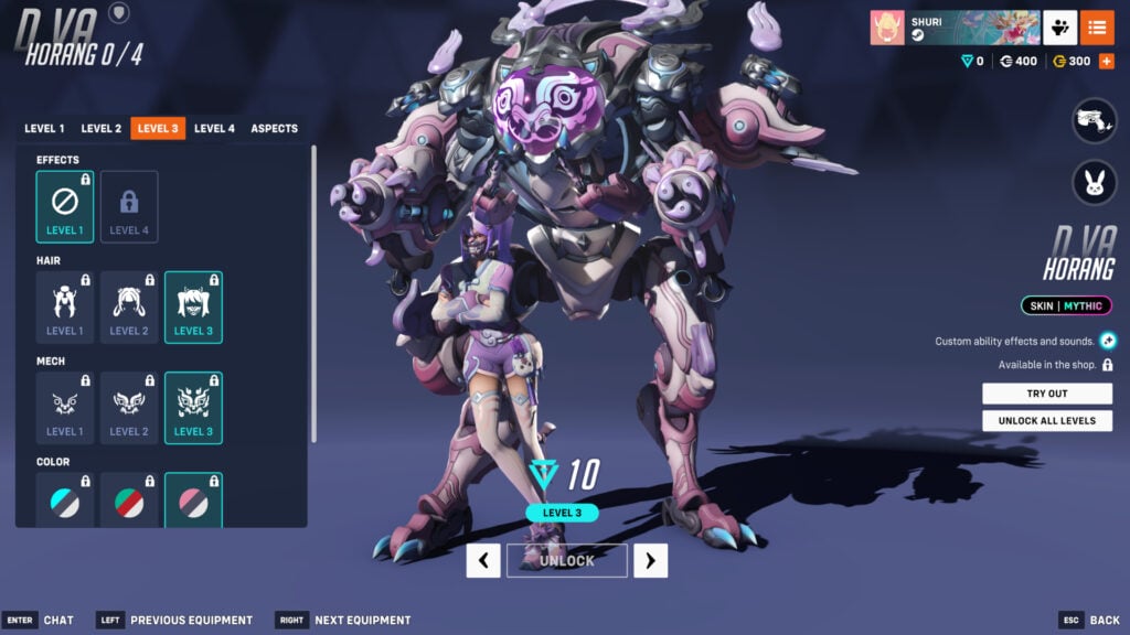 D.Va mythic skin level three