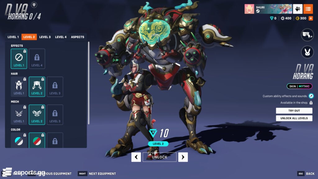 D.Va mythic skin level two