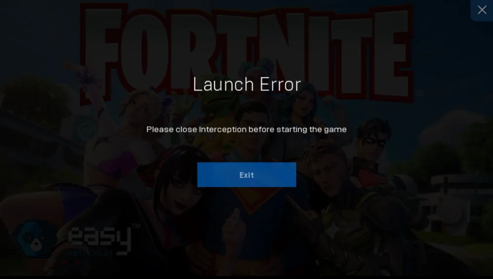 fortnite please close interception
