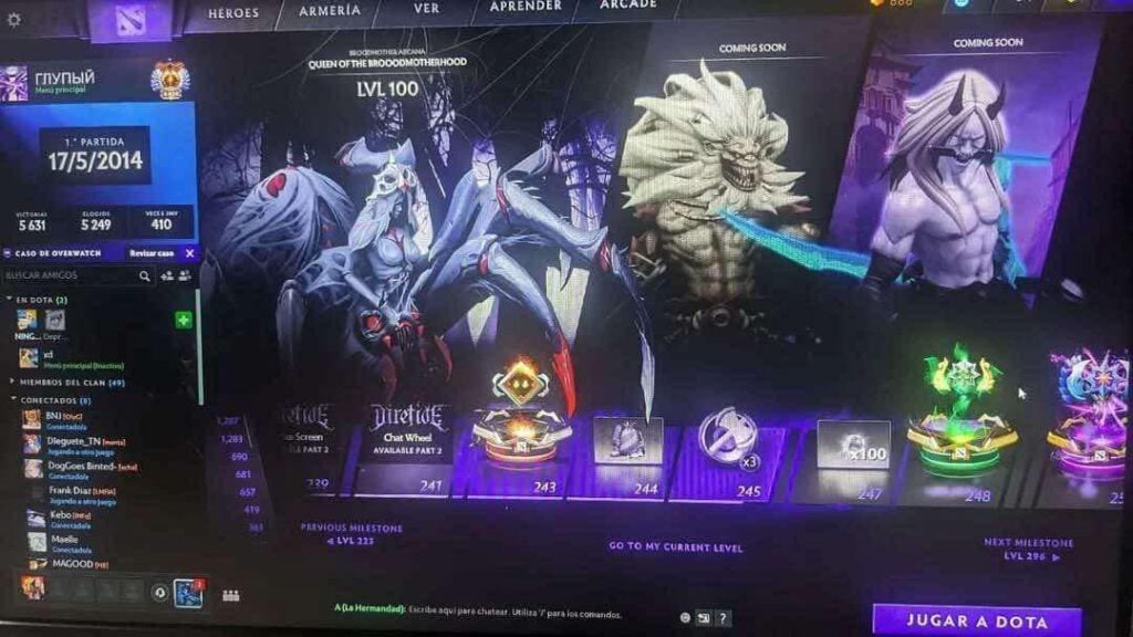 A fake allegedly leaked screenshot for TI 2025's Battle Pass. It shows two arcanas, one for Broodmother and the other for Terrorblade.