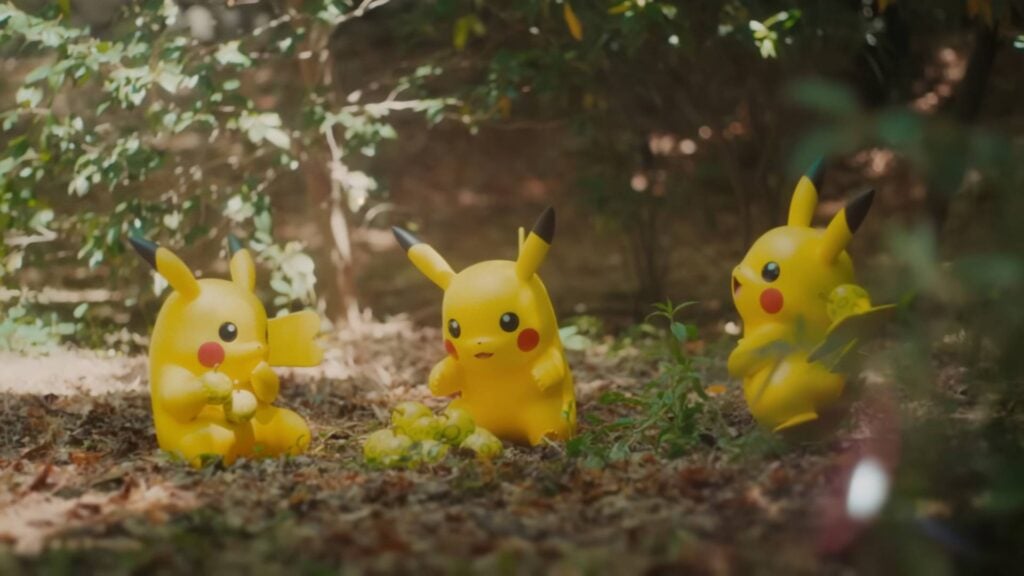 Diorama of Pikachu inside the PokéPark Kanto's Pokémon Forest 