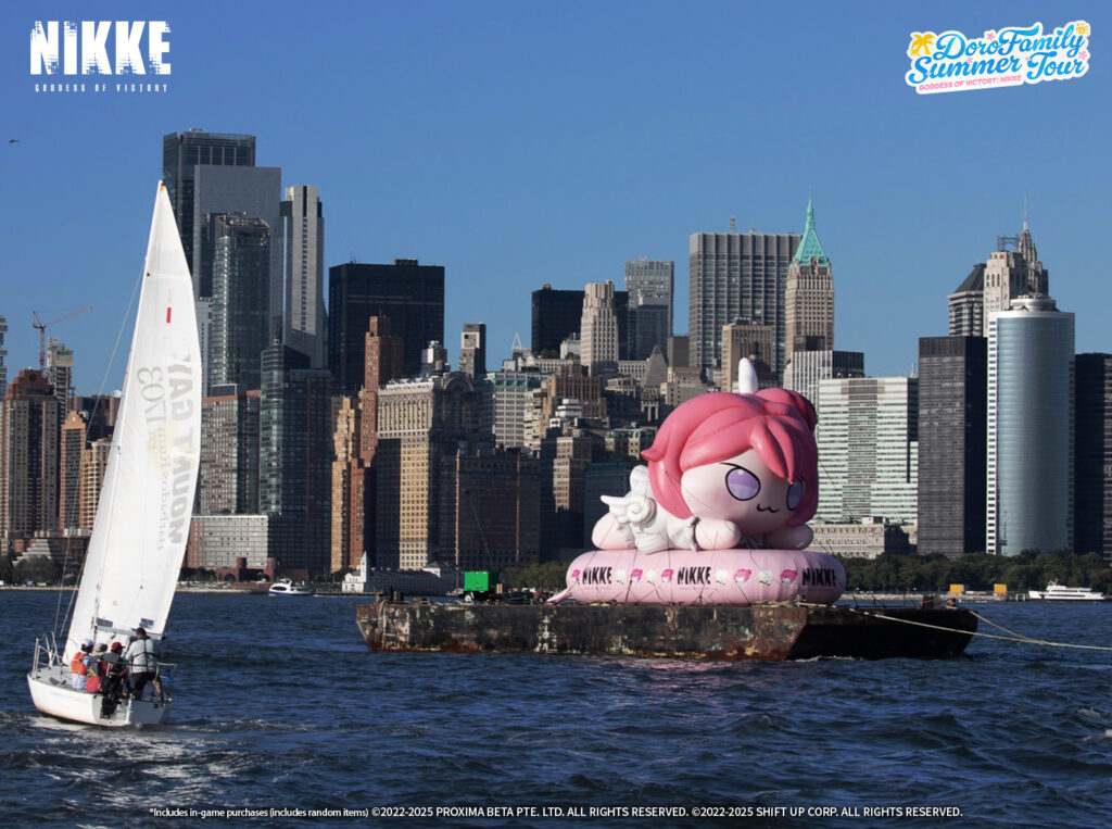 Inflatable NIKKE Doro on Hudson River