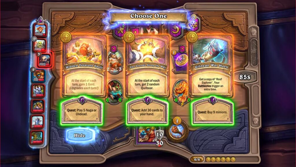 How Quests work in Hearthstone Battlegrounds Bounty keyword 