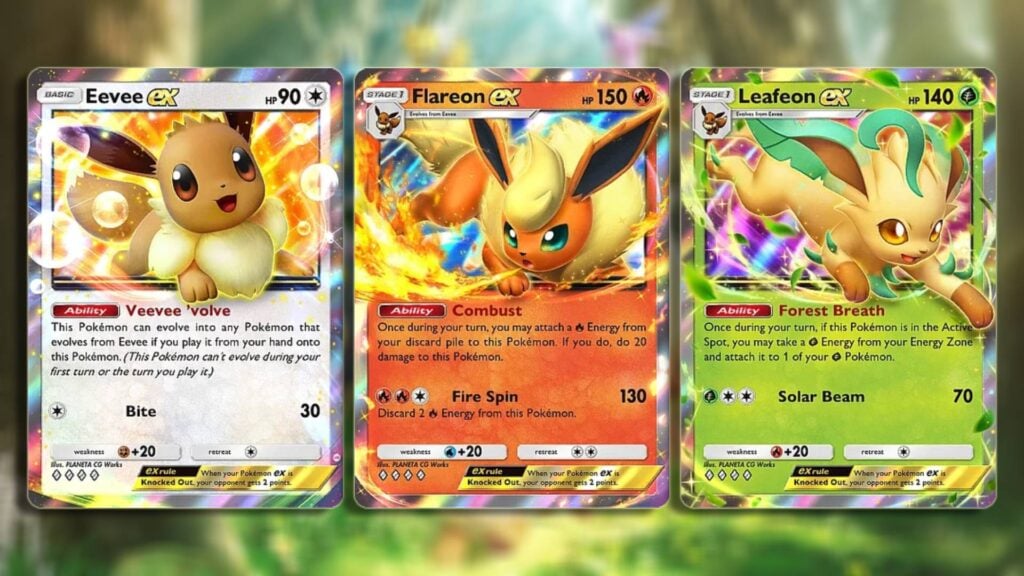 Main cards for the Eevee ex deck in Pokémon TCG Pocket