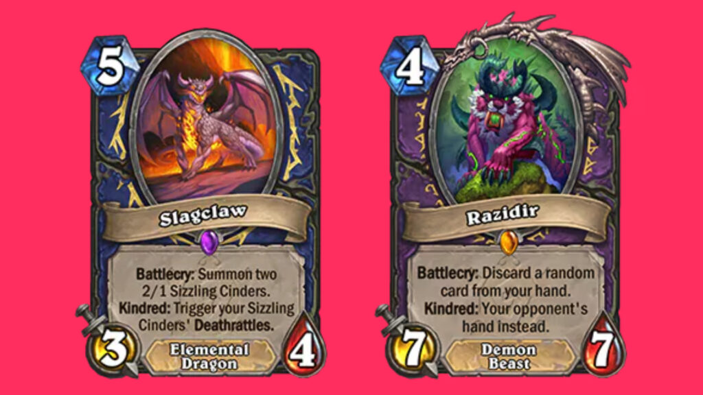 A couple of new Kindred cards in the new Hearthstone expansion