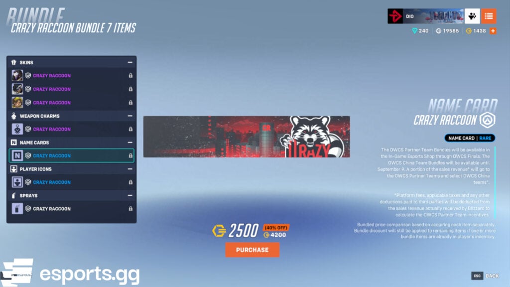 Crazy Raccoon cosmetics in Overwatch 2