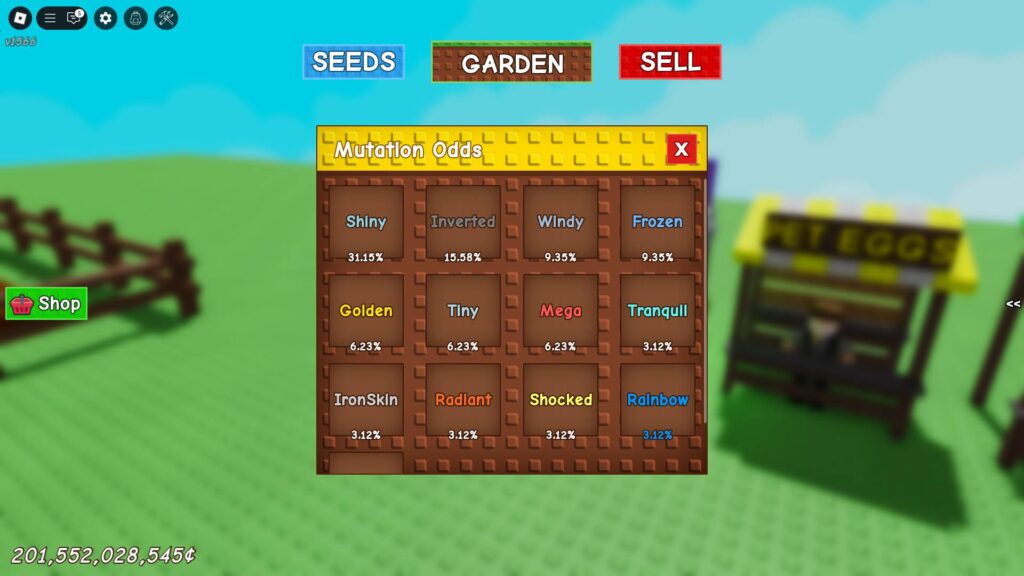 Pet Mutation odds in Grow a Garden