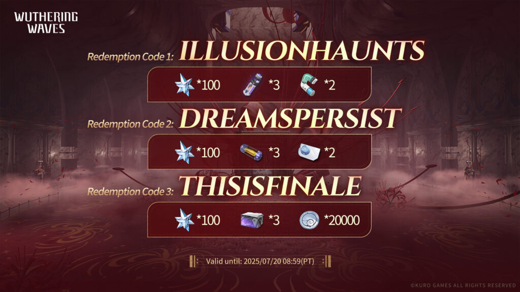 The image highlights codes to redeem in Wuthering Waves - rewards from the WuWa 2.5 stream